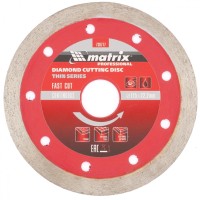 Диск алмазный, отрезной сплошной, 115 х 22,2 мм, тонкий, мокрая резка Matrix Professional, ( 730777 )