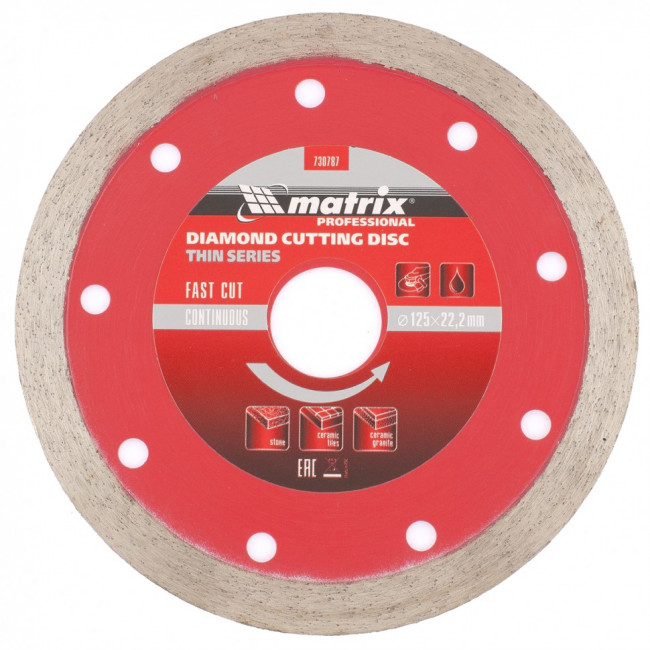Диск алмазный, отрезной сплошной, 125 х 22,2 мм, тонкий, мокрая резка Matrix Professional, ( 730787 ) Диск алмазный, отрезной сплошной, 125 х 22,2 мм, тонкий, мокрая резка Matrix Professional, ( 730787 )