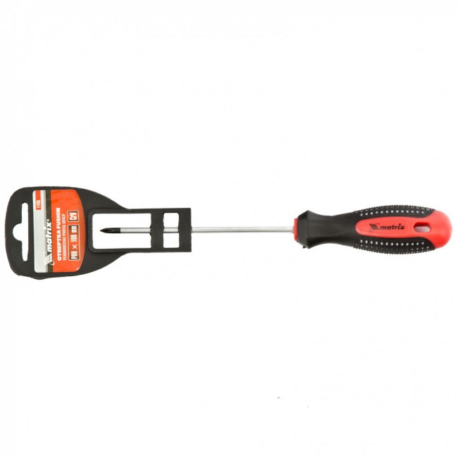 Отвертка Fusion, PH0 х 100 мм, CrV, трехкомпонентная рукоятка "Anti slip" Matrix, ( 11435 ) Отвертка Fusion, PH0 х 100 мм, CrV, трехкомпонентная рукоятка "Anti slip" Matrix, ( 11435 )