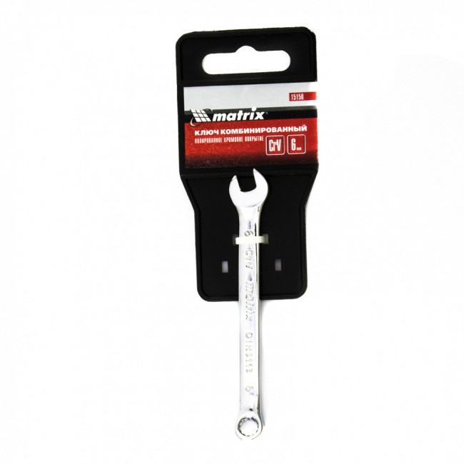 Ключ комбинированный, 6 мм, CrV, полированный хром Matrix, ( 15150 ) Ключ комбинированный, 6 мм, CrV, полированный хром Matrix, ( 15150 )