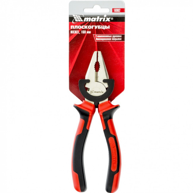 Плоскогубцы Nickel, 160 мм, никелированные, двухкомпонентные рукоятки Matrix, ( 16902 ) Плоскогубцы Nickel, 160 мм, никелированные, двухкомпонентные рукоятки Matrix, ( 16902 )