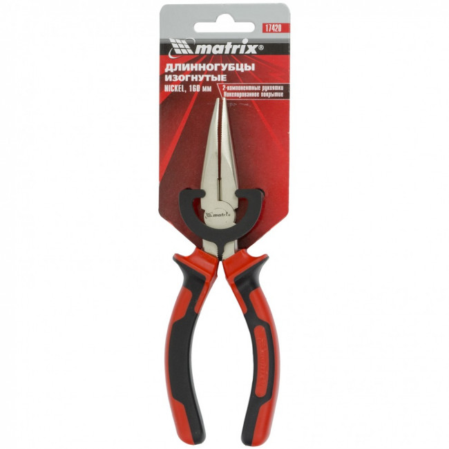 Длинногубцы изогнутые Nickel, 160 мм, никелированные, двухкомпонентные рукоятки Matrix, ( 17420 ) Длинногубцы изогнутые Nickel, 160 мм, никелированные, двухкомпонентные рукоятки Matrix, ( 17420 )