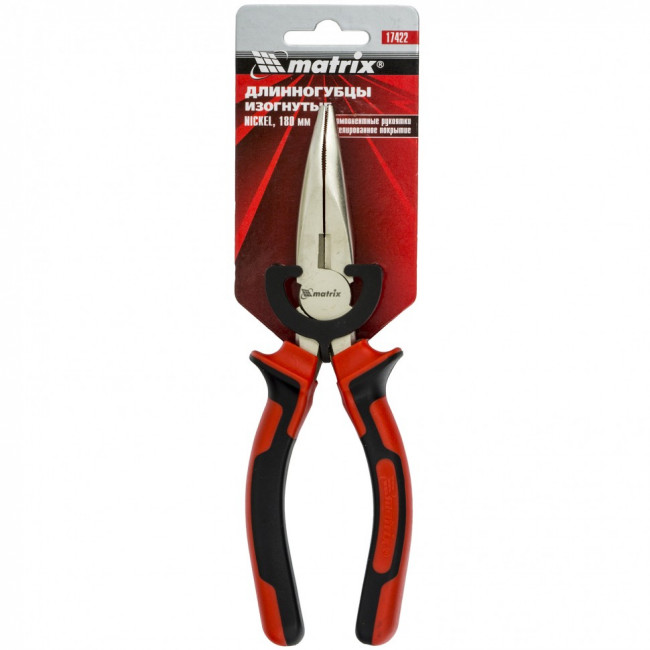 Длинногубцы изогнутые Nickel, 180 мм, никелированные, двухкомпонентные рукоятки Matrix, ( 17422 ) Длинногубцы изогнутые Nickel, 180 мм, никелированные, двухкомпонентные рукоятки Matrix, ( 17422 )