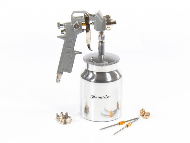 Краскораспылитель пневматический с нижним бачком V 1, 0 л, сопло D 1.2, 1.5 и 1.8 мм Matrix, ( 57316 ) Краскораспылитель пневматический с нижним бачком V 1, 0 л, сопло D 1.2, 1.5 и 1.8 мм Matrix, ( 57316 )