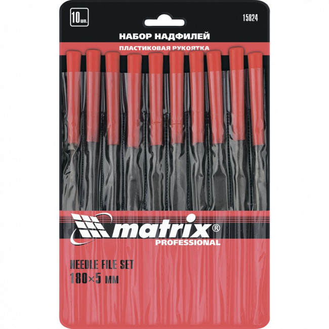 Набор надфилей, 180 х 5 мм, 10 шт, пластиковые рукоятки Matrix, ( 15824 ) Набор надфилей, 180 х 5 мм, 10 шт, пластиковые рукоятки Matrix, ( 15824 )