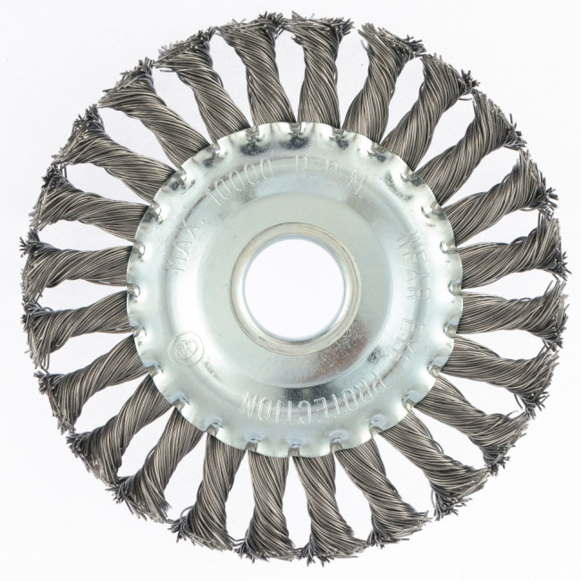 Щетка для УШМ 125 мм, посадка 22,2 мм, плоская, крученая проволока 0,5 мм Matrix, ( 74632 ) Щетка для УШМ 125 мм, посадка 22,2 мм, плоская, крученая проволока 0,5 мм Matrix, ( 74632 )