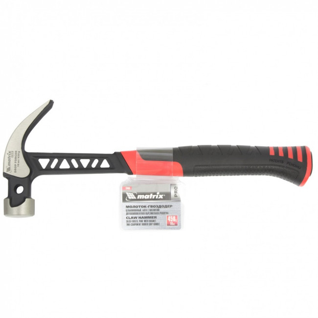 Молоток-гвоздодер, 450 г, цельнокованый, боек с магнитом, двухкомпонентная обрезиненная рукоятка Matrix Pro, ( 10465 ) Молоток-гвоздодер, 450 г, цельнокованый, боек с магнитом, двухкомпонентная обрезиненная рукоятка Matrix Pro, ( 10465 )