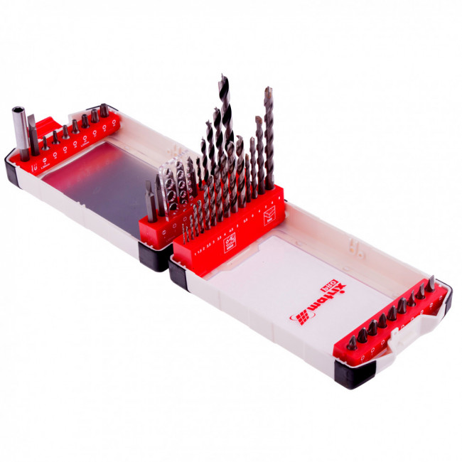 Набор сверл комбинированный, сверла по металлу 1-6 мм, бетону 4-8 мм, дереву 3-8 мм, биты 22 шт, адаптер, 44 предмета, Pro Matrix, ( 725644 ) Набор сверл комбинированный, сверла по металлу 1-6 мм, бетону 4-8 мм, дереву 3-8 мм, биты 22 шт, адаптер, 44 предмета, Pro Matrix, ( 725644 )