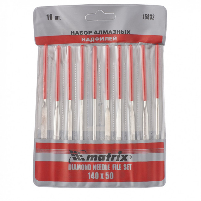 Набор надфилей алмазных, 140 х 50 х 3 мм, 10 шт Matrix, ( 15832 ) Набор надфилей алмазных, 140 х 50 х 3 мм, 10 шт Matrix, ( 15832 )