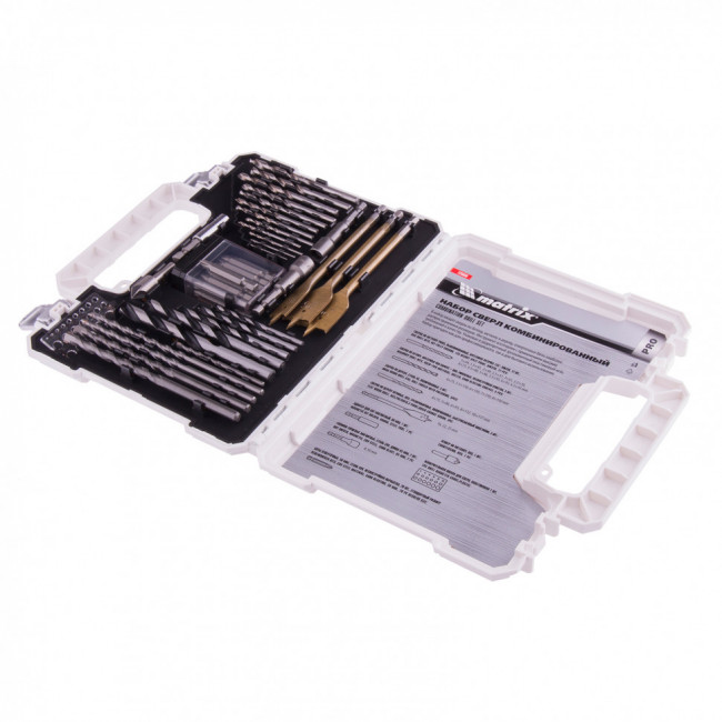 Набор сверл комбинированный, сверла по металлу 1-6,5 мм, бетону 4-8 мм, дереву 4-10 мм, перки, биты 20 шт, адаптер, головки 2 шт, зенковка, 50 предметов Pro Matrix, ( 725650 ) Набор сверл комбинированный, сверла по металлу 1-6,5 мм, бетону 4-8 мм, дереву 4-10 мм, перки, биты 20 шт, адаптер, головки 2 шт, зенковка, 50 предметов Pro Matrix, ( 725650 )