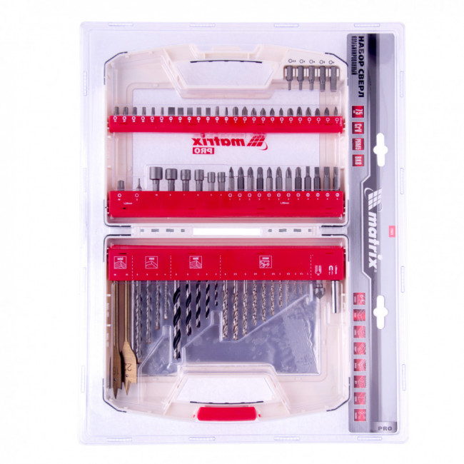 Набор сверл комбинированный, сверла по металлу 1-6,5 мм, бетону 4-8 мм, дереву 4-10 мм, перки, биты 20 шт, адаптер, головки 2 шт, зенковка, 50 предметов Pro Matrix, ( 725650 ) Набор сверл комбинированный, сверла по металлу 1-6,5 мм, бетону 4-8 мм, дереву 4-10 мм, перки, биты 20 шт, адаптер, головки 2 шт, зенковка, 50 предметов Pro Matrix, ( 725650 )