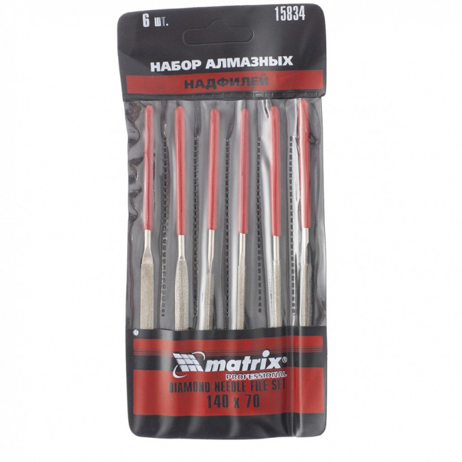 Набор надфилей алмазных, 140 х 70 х 3 мм, 6 шт Matrix Master, ( 15834 ) Набор надфилей алмазных, 140 х 70 х 3 мм, 6 шт Matrix Master, ( 15834 )