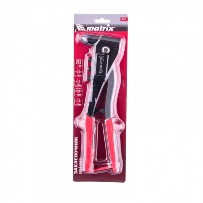 Заклепочник литой, 260 мм, заклепки 2,4-3,2-4,0-4,8 мм Matrix, ( 40551 ) Заклепочник литой, 260 мм, заклепки 2,4-3,2-4,0-4,8 мм Matrix, ( 40551 )