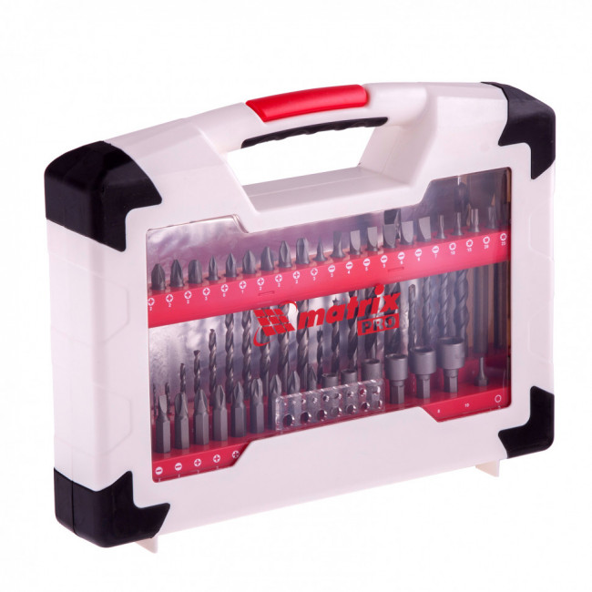 Набор сверл комбинированный, сверла по металлу 1-6 мм, бетону 4-8 мм, дереву 3-8 мм, перки, биты 44 шт, адаптер, головки 6 шт, 75 предметов Pro Matrix, ( 725675 ) Набор сверл комбинированный, сверла по металлу 1-6 мм, бетону 4-8 мм, дереву 3-8 мм, перки, биты 44 шт, адаптер, головки 6 шт, 75 предметов Pro Matrix, ( 725675 )