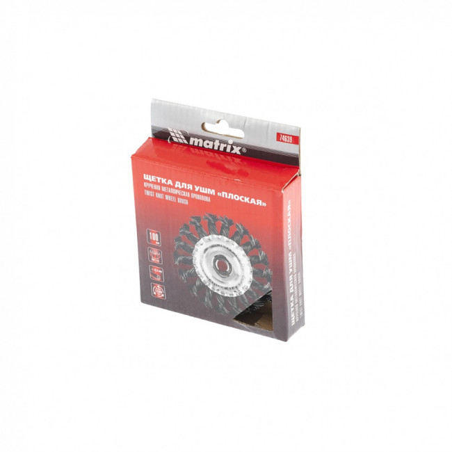 Щетка для УШМ 100 мм, М14, плоская, крученая проволока 0,5 мм Matrix, ( 74639 ) Щетка для УШМ 100 мм, М14, плоская, крученая проволока 0,5 мм Matrix, ( 74639 )