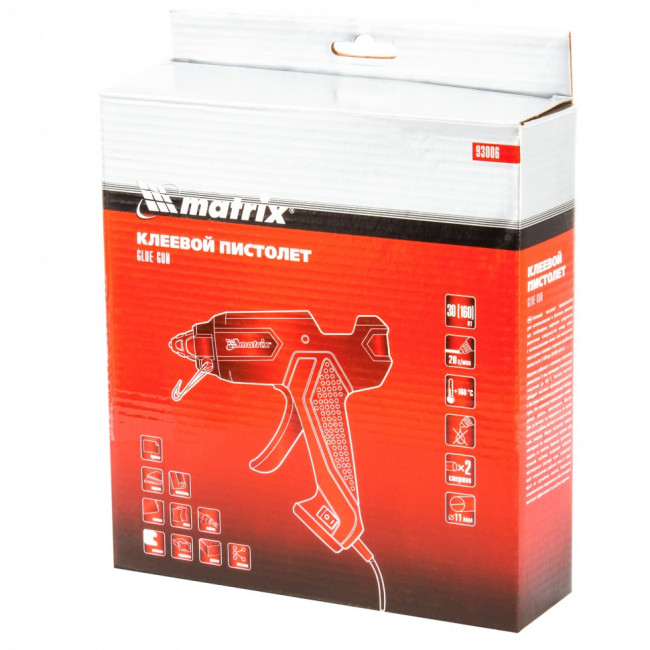 Клеевой пистолет, 11 мм, 30 (160) Вт, 18 г/мин, выключатель и индикатор напряжения Matrix, ( 93006 ) Клеевой пистолет, 11 мм, 30 (160) Вт, 18 г/мин, выключатель и индикатор напряжения Matrix, ( 93006 )