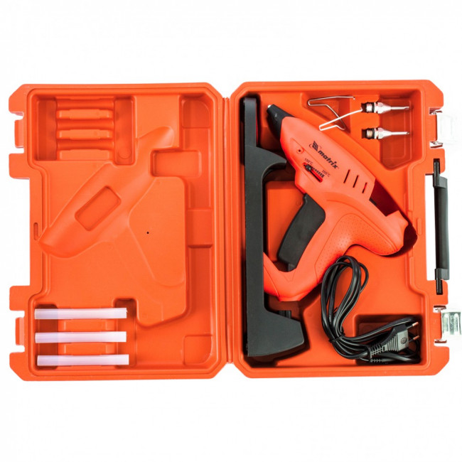 Клеевой пистолет 11 мм, подставка, кейс, 20 (160) Вт, 16 г/мин, регулятор 150-200° Matrix, ( 93015 ) Клеевой пистолет 11 мм, подставка, кейс, 20 (160) Вт, 16 г/мин, регулятор 150-200° Matrix, ( 93015 )