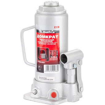 Домкрат гидравлический бутылочный, 10 т, высота подъема 230-460 мм Matrix Master, ( 50725 ) Домкрат гидравлический бутылочный, 10 т, высота подъема 230-460 мм Matrix Master, ( 50725 )