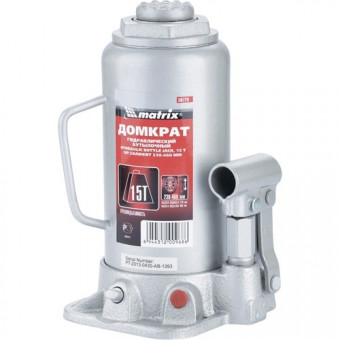 Домкрат гидравлический бутылочный, 15 т, высота подъема 230-460 мм Matrix Master, ( 50729 ) Домкрат гидравлический бутылочный, 15 т, высота подъема 230-460 мм Matrix Master, ( 50729 )