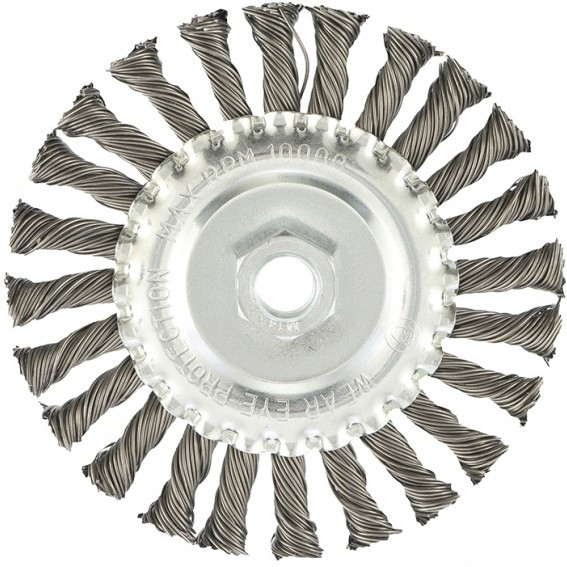 Щетка для УШМ 125 мм, М14, плоская, крученая проволока 0,8 мм Matrix, ( 74644 ) Щетка для УШМ 125 мм, М14, плоская, крученая проволока 0,8 мм Matrix, ( 74644 )