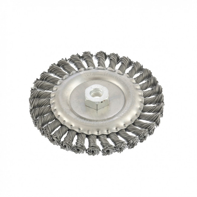 Щетка для УШМ 150 мм, М14, плоская, крученая проволока 0,8 мм Matrix, ( 74645 ) Щетка для УШМ 150 мм, М14, плоская, крученая проволока 0,8 мм Matrix, ( 74645 )