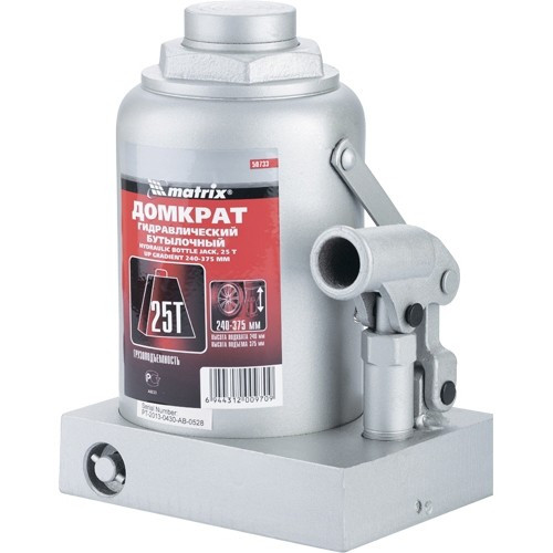 Домкрат гидравлический бутылочный, 25 т, высота подъема 240-375 мм Matrix Master, ( 50733 ) Домкрат гидравлический бутылочный, 25 т, высота подъема 240-375 мм Matrix Master, ( 50733 )