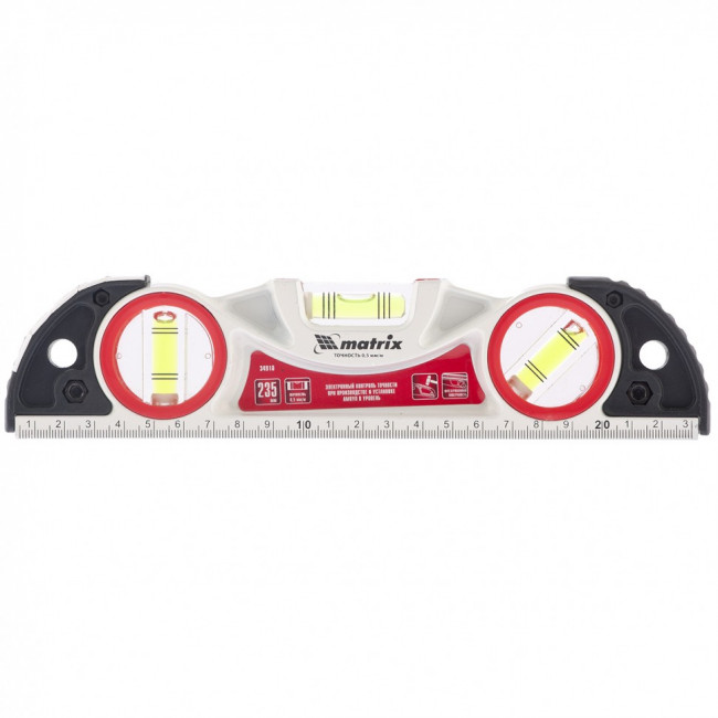 Уровень алюминиевый литой, фрезерованный, 3 глазка, две ударные площадки, 235 мм Matrix, ( 34910 ) Уровень алюминиевый литой, фрезерованный, 3 глазка, две ударные площадки, 235 мм Matrix, ( 34910 )