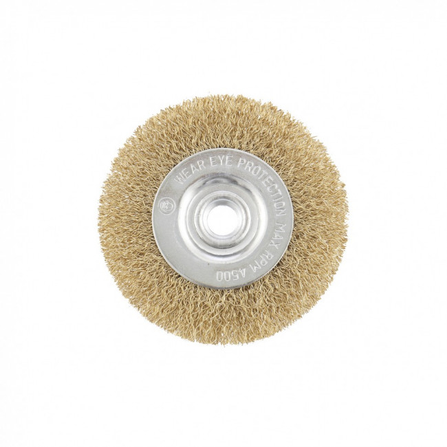 Щетка для УШМ, 100 мм, М14, плоская, латунированная витая проволока Matrix, ( 74650 ) Щетка для УШМ, 100 мм, М14, плоская, латунированная витая проволока Matrix, ( 74650 )