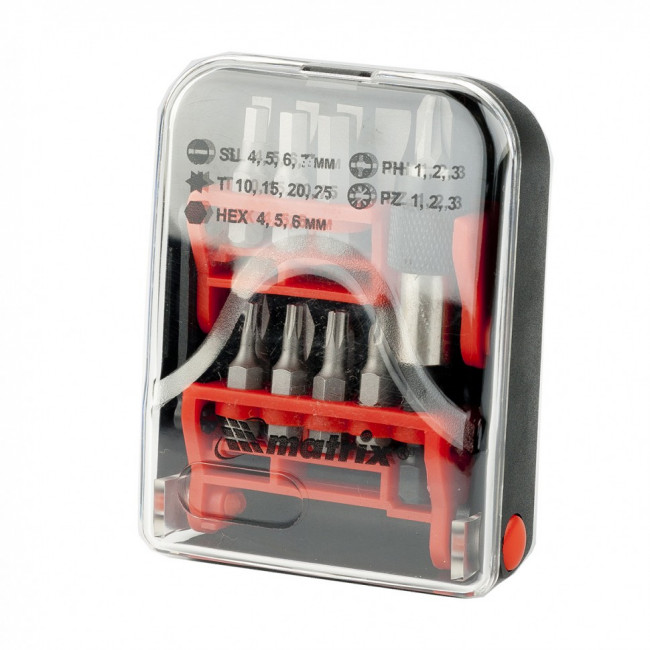 Набор бит, адаптер для бит, сталь S2, 18 предметов, пластиковый бокс Matrix Master, ( 11316 ) Набор бит, адаптер для бит, сталь S2, 18 предметов, пластиковый бокс Matrix Master, ( 11316 )