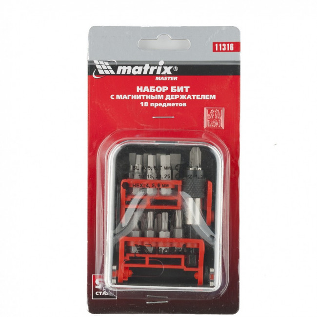 Набор бит, адаптер для бит, сталь S2, 18 предметов, пластиковый бокс Matrix Master, ( 11316 ) Набор бит, адаптер для бит, сталь S2, 18 предметов, пластиковый бокс Matrix Master, ( 11316 )