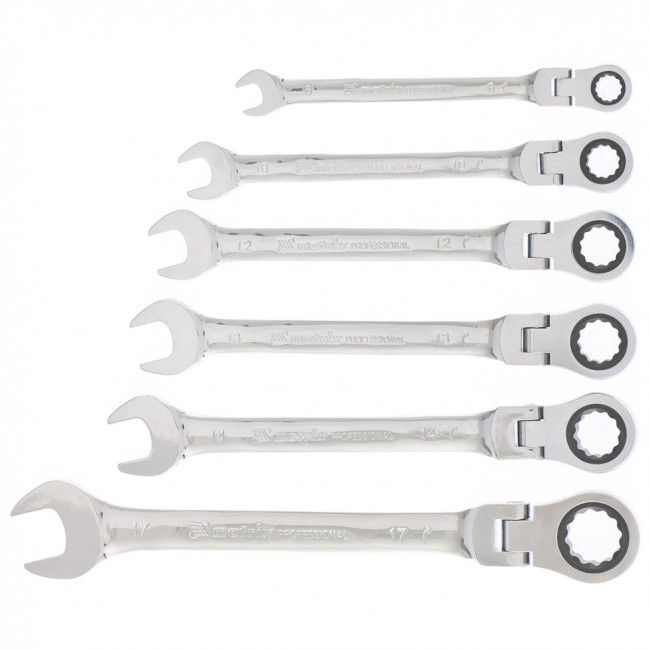 Набор ключей комбинированных, трещеточных шарнирных 6 шт Matrix, ( 14897 ) Набор ключей комбинированных, трещеточных шарнирных 6 шт Matrix, ( 14897 )