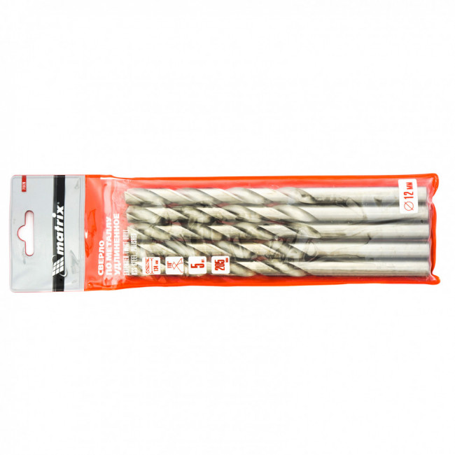 Сверло по металлу, 12,0 х 205 мм, полированное, удл, HSS, 5 шт, цилиндрический хвостовик Matrix, ( 715120 ) Сверло по металлу, 12,0 х 205 мм, полированное, удл, HSS, 5 шт, цилиндрический хвостовик Matrix, ( 715120 )