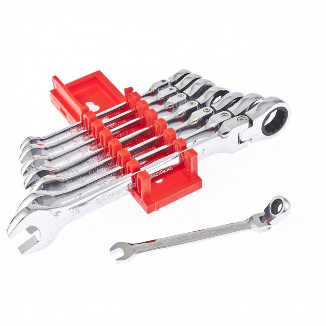 Набор ключей комбинированных, трещеточных шарнирных 8 шт Matrix, ( 14898 ) Набор ключей комбинированных, трещеточных шарнирных 8 шт Matrix, ( 14898 )