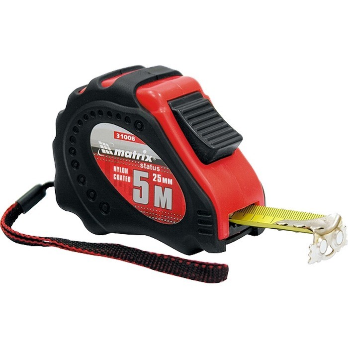 Рулетка Status autostop Magnet+, 7,5 м х 25 мм, обрезиненная, Нейлоновое покрытие Matrix, ( 31009 )