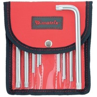 Набор ключей имбусовых TORX-TORX Tamper: 9 шт, T10-T50, CrV, коротких, с сатиновым покрытием, чехол Matrix, ( 12312 )