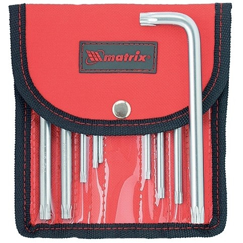 Набор ключей имбусовых TORX-TORX Tamper: 9 шт, T10-T50, CrV, коротких, с сатиновым покрытием, чехол Matrix, ( 12312 ) Набор ключей имбусовых TORX-TORX Tamper: 9 шт, T10-T50, CrV, коротких, с сатиновым покрытием, чехол Matrix, ( 12312 )
