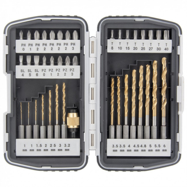Набор бит и сверл, магнитный адаптер, CrV, пластиковый бокс, 40 шт Matrix, ( 11322 ) Набор бит и сверл, магнитный адаптер, CrV, пластиковый бокс, 40 шт Matrix, ( 11322 )