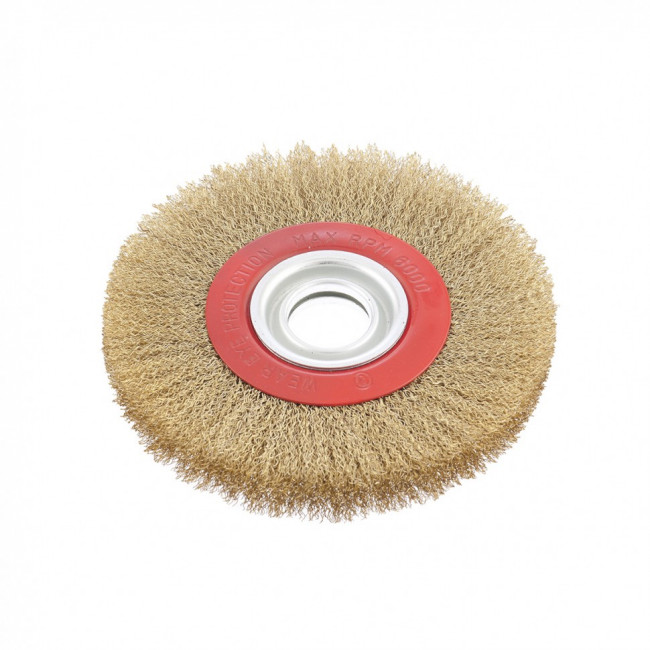 Щетка для точила, 175 мм, посадка 32 мм, плоская, латунированная витая проволока Matrix, ( 74661 ) Щетка для точила, 175 мм, посадка 32 мм, плоская, латунированная витая проволока Matrix, ( 74661 )