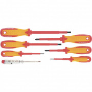 Набор диэлектрических отверток 7 шт, до 1000 В, пробник электрический до 250 В, двухкомпонентные рукоятки Matrix Professional, ( 13355 )