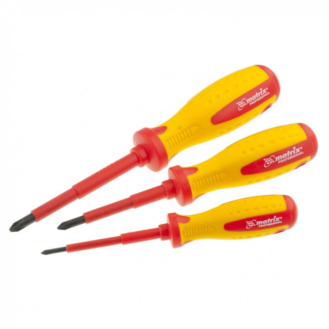 Набор диэлектрических отверток 7 шт, до 1000 В, пробник электрический до 250 В, двухкомпонентные рукоятки Matrix Professional, ( 13355 ) Набор диэлектрических отверток 7 шт, до 1000 В, пробник электрический до 250 В, двухкомпонентные рукоятки Matrix Professional, ( 13355 )