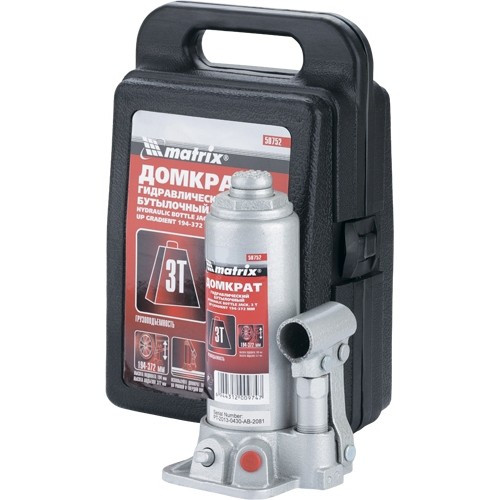 Домкрат гидравлический бутылочный, 3 т, высота подъема 194-372 мм, в пластиковый кейсе Matrix Master, ( 50752 ) Домкрат гидравлический бутылочный, 3 т, высота подъема 194-372 мм, в пластиковый кейсе Matrix Master, ( 50752 )