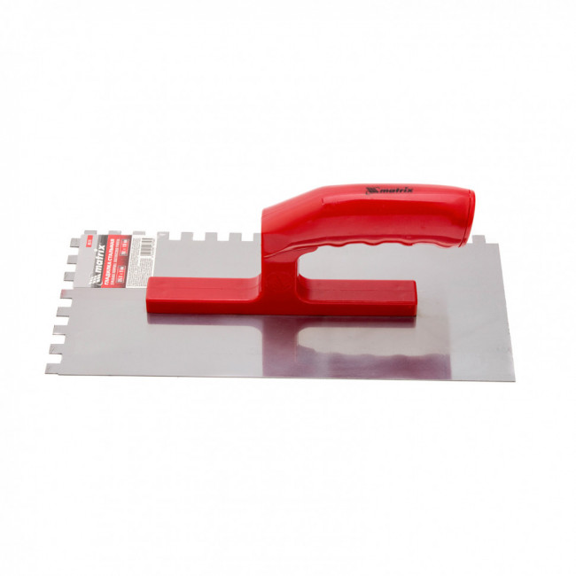 Гладилка стальная, 280 x 130 мм, зеркальная полировка, пластмастмассовая ручка, зуб 8 x 8 мм Matrix ( 86778 ) Гладилка стальная, 280 x 130 мм, зеркальная полировка, пластмастмассовая ручка, зуб 8 x 8 мм Matrix ( 86778 )