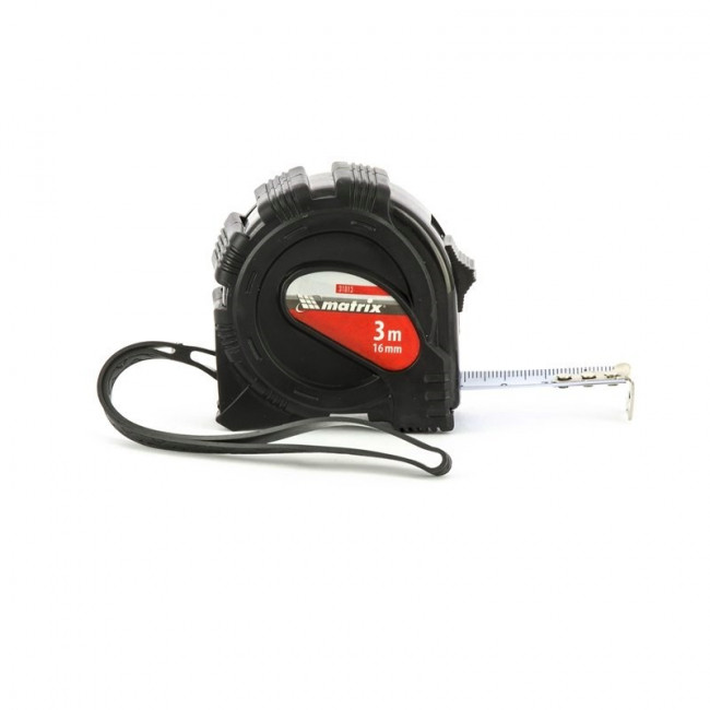 Рулетка Black, 3 м х 16 мм, обрезиненный корпус Matrix, ( 31013 )
