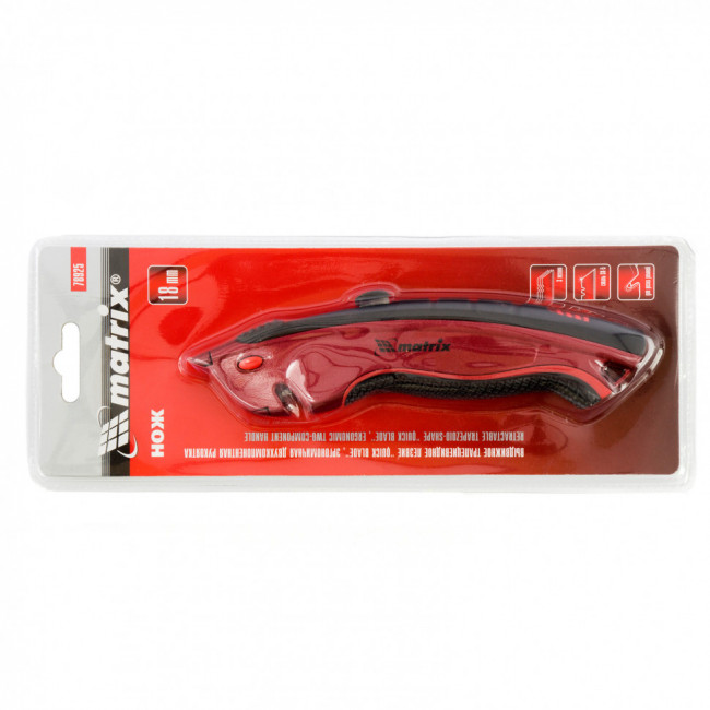 Нож, 19 мм, выдвижное трапециевидное лезвие "Quick Blade", эргономичная двухкомпонентная рукоятка, 3 лезвия Matrix, ( 78925 ) Нож, 19 мм, выдвижное трапециевидное лезвие "Quick Blade", эргономичная двухкомпонентная рукоятка, 3 лезвия Matrix, ( 78925 )