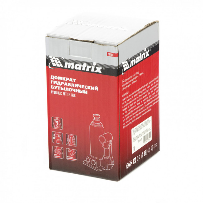 Домкрат гидравлический бутылочный, 2 т, h подъема 158-308 мм Matrix, ( 50760 ) Домкрат гидравлический бутылочный, 2 т, h подъема 158-308 мм Matrix, ( 50760 )