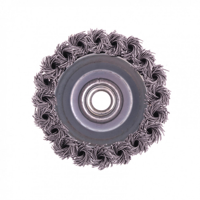 Щетка для УШМ Heavy Duty, 80 мм, М14, "чашка", крученая проволока 0,5 мм Matrix, ( 74670 ) Щетка для УШМ Heavy Duty, 80 мм, М14, "чашка", крученая проволока 0,5 мм Matrix, ( 74670 )