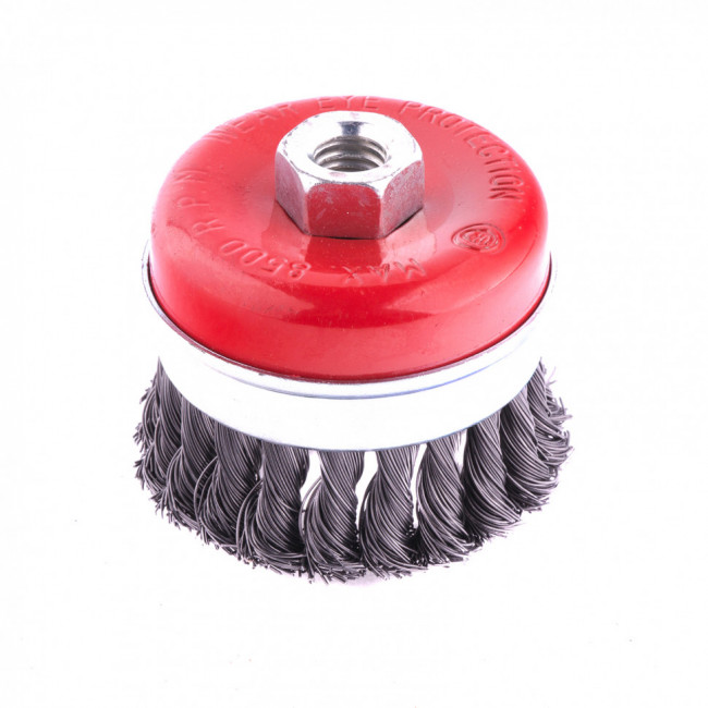 Щетка для УШМ Heavy Duty, 80 мм, М14, "чашка", крученая проволока 0,5 мм Matrix, ( 74670 ) Щетка для УШМ Heavy Duty, 80 мм, М14, "чашка", крученая проволока 0,5 мм Matrix, ( 74670 )