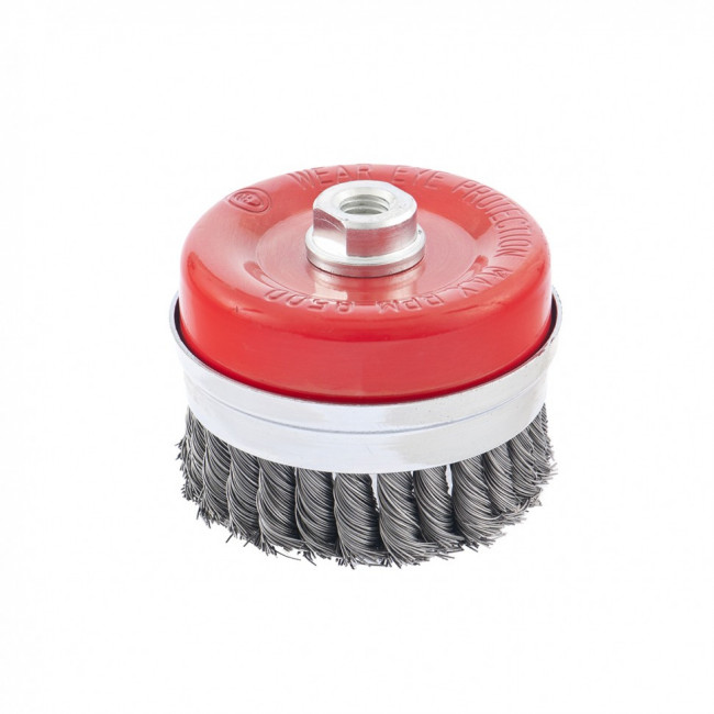 Щетка для УШМ Heavy Duty, 100 мм, М14, "чашка", крученая проволока 0,5 мм Matrix, ( 74672 ) Щетка для УШМ Heavy Duty, 100 мм, М14, "чашка", крученая проволока 0,5 мм Matrix, ( 74672 )