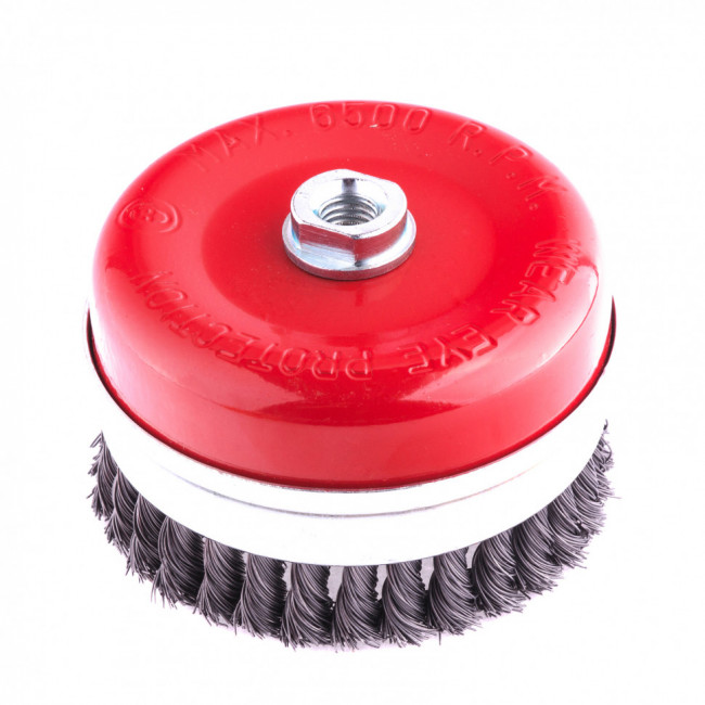 Щетка для УШМ Heavy Duty, 125 мм, М14, "чашка", крученая проволока 0,5 мм Matrix, ( 74674 ) Щетка для УШМ Heavy Duty, 125 мм, М14, "чашка", крученая проволока 0,5 мм Matrix, ( 74674 )