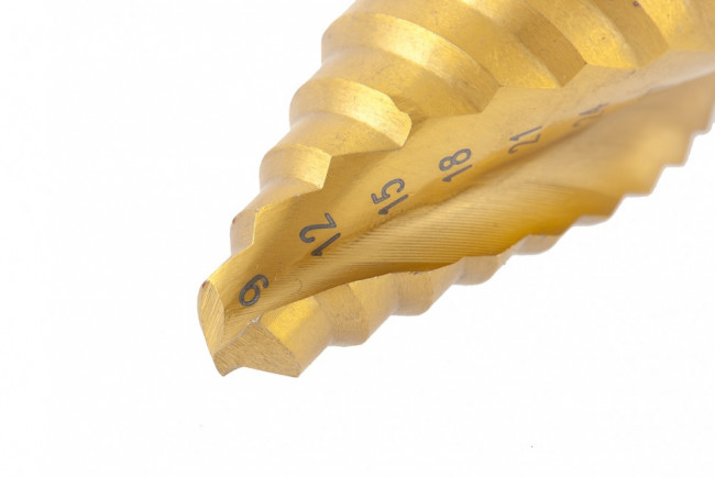 Сверло ступенчатое, 9-12-15-18-21-24-27-30-33-36 мм, HSS, спиральный Профиль, шестигранный хвостовик Matrix, ( 72358 ) Сверло ступенчатое, 9-12-15-18-21-24-27-30-33-36 мм, HSS, спиральный Профиль, шестигранный хвостовик Matrix, ( 72358 )